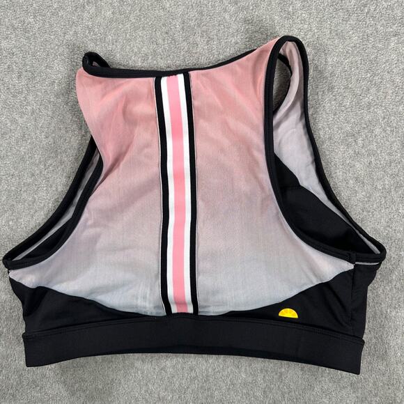 C&C California Racerback Sports Bra Women's Large Black Pink Mesh Stripe Active - Picture 6 of 7